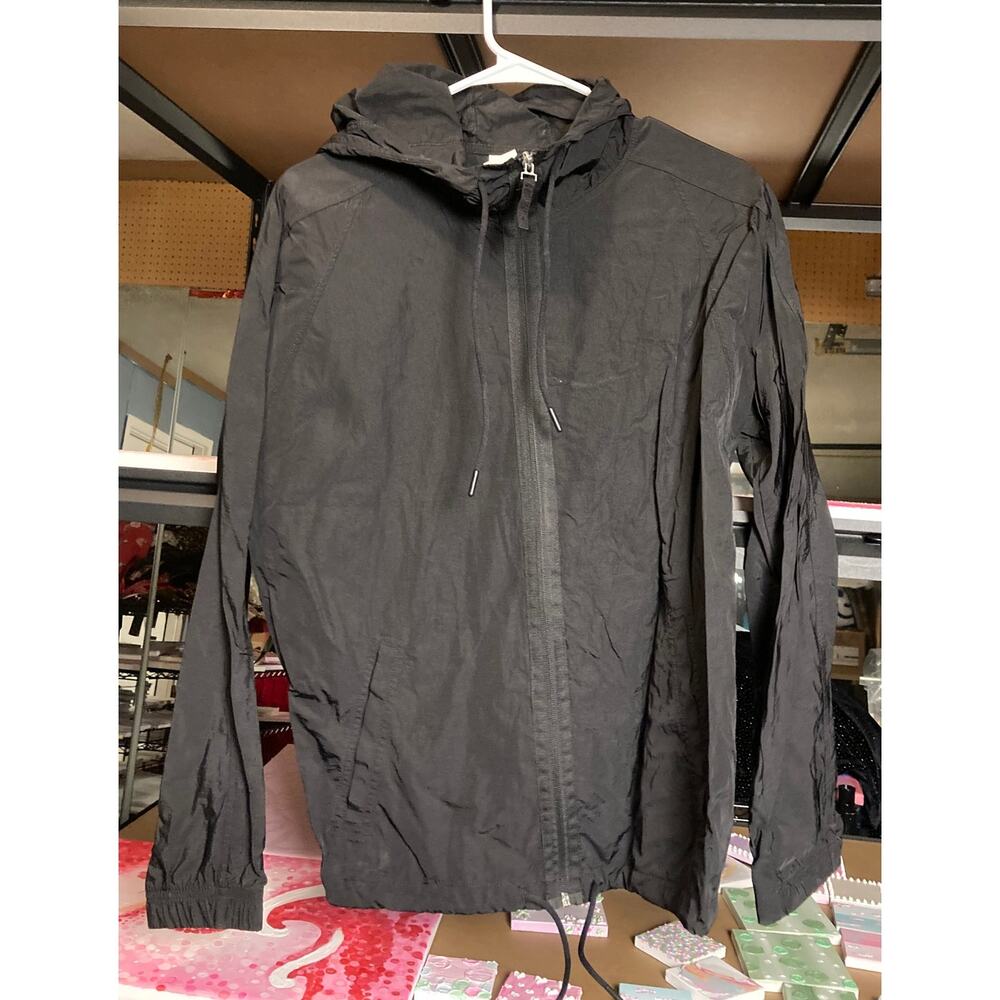 M 8 10 Avia light weight black running windbreaker jacket long sleeve hoodie